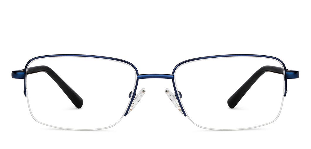 Blue Rectangle Half Rim Unisex Eyeglasses by Vincent Chase-150994