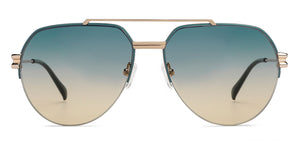 Gold Aviator Half Rim Unisex Sunglasses by John Jacobs-148404