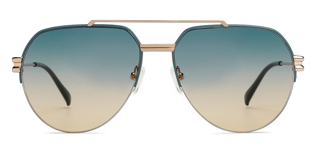 Gold Aviator Half Rim Unisex Sunglasses by John Jacobs-148404