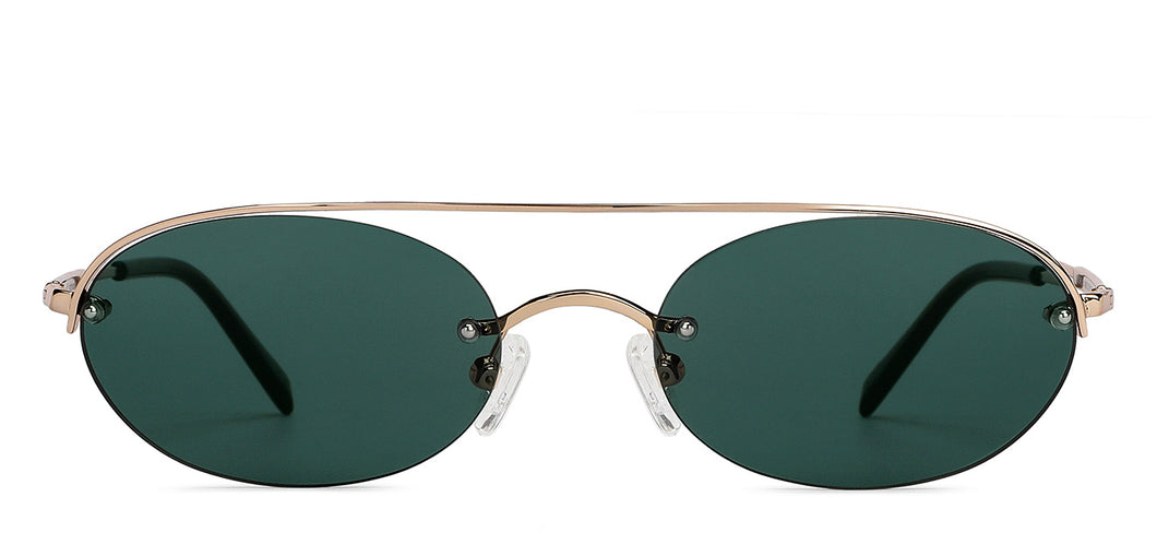 Gold Round Half Rim Unisex Sunglasses by John Jacobs-148221
