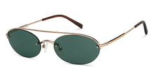 Load image into Gallery viewer, Gold Round Half Rim Unisex Sunglasses by John Jacobs-148221