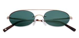 Gold Round Half Rim Unisex Sunglasses by John Jacobs-148221