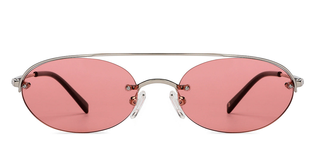 Gunmetal Round Half Rim Unisex Sunglasses by John Jacobs-148219