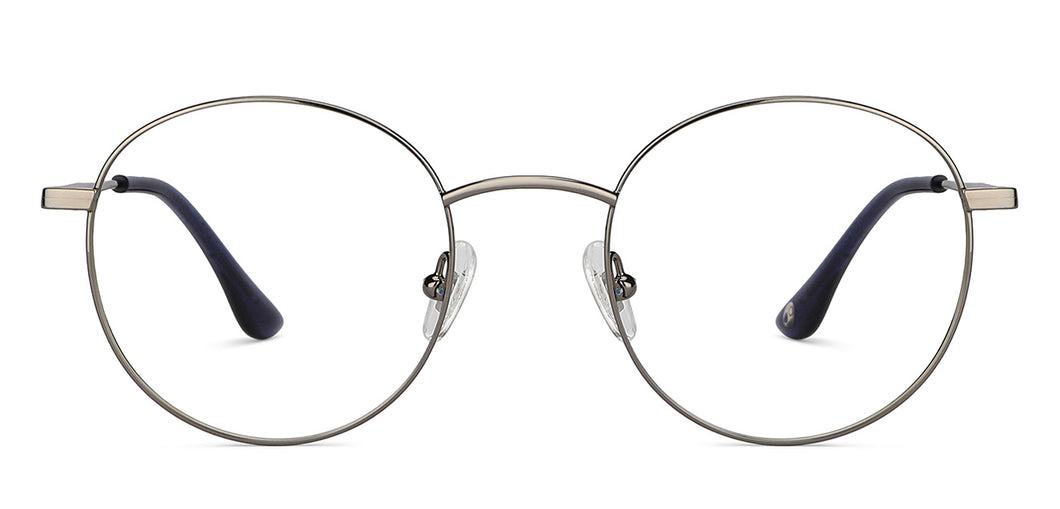 Gunmetal Round Full Rim Unisex Eyeglasses by John Jacobs-147691