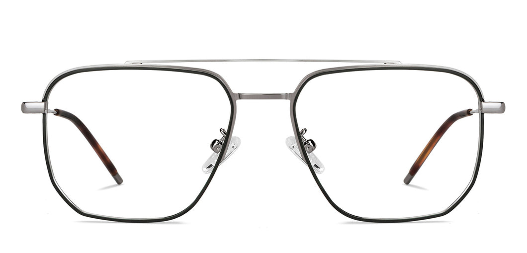 Silver Rectangle Full Rim Unisex Eyeglasses by John Jacobs-149581