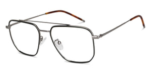 Silver Rectangle Full Rim Unisex Eyeglasses by John Jacobs-149581