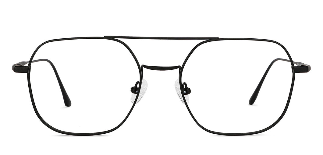 Black Hexagonal Full Rim Unisex Eyeglasses by John Jacobs-147608