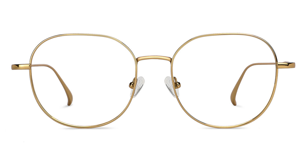 Gold Round Full Rim Unisex Eyeglasses by John Jacobs-147612