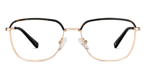 Gold Rectangle Full Rim Unisex Eyeglasses by John Jacobs-149211