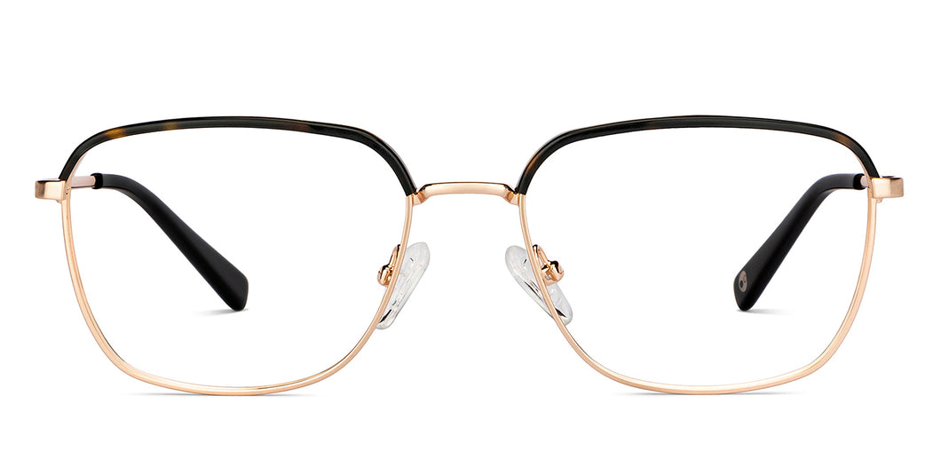 Gold Rectangle Full Rim Unisex Eyeglasses by John Jacobs-149211