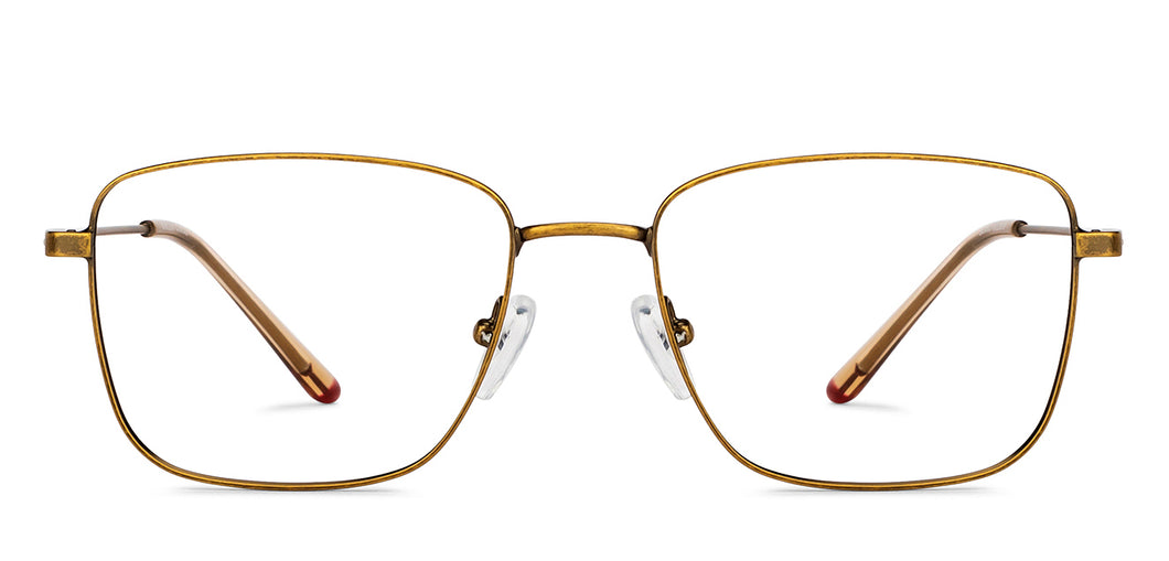 Gold Rectangle Full Rim Unisex Eyeglasses by Vincent Chase-150409
