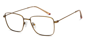 Gold Rectangle Full Rim Unisex Eyeglasses by Vincent Chase-150409