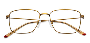 Gold Rectangle Full Rim Unisex Eyeglasses by Vincent Chase-150409