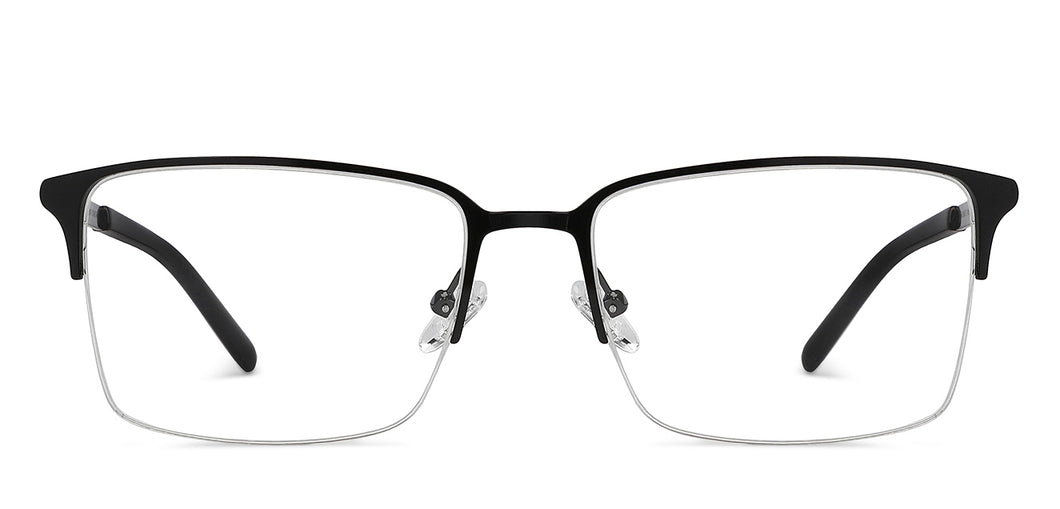 Black Rectangle Half Rim Unisex Eyeglasses by Vincent Chase-150986