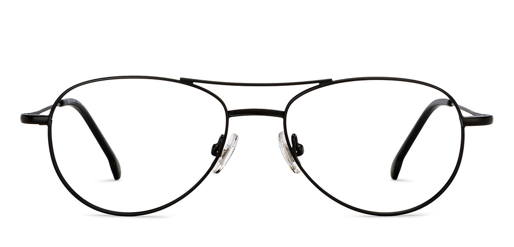 Black Aviator Full Rim Unisex Eyeglasses by John Jacobs-201396