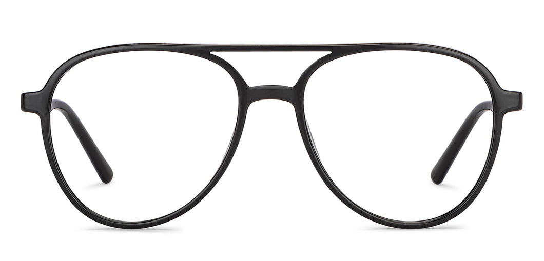 Black Aviator Full Rim Unisex Eyeglasses by John Jacobs-150882