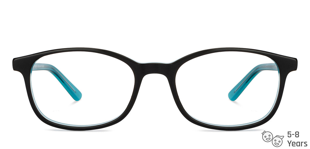 Black Rectangle Full Rim Kids Eyeglasses by Hooper-152523
