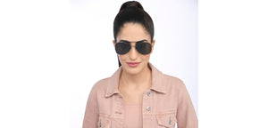 Black Aviator Rimless Unisex Sunglasses by John Jacobs-207021