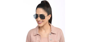 Black Aviator Rimless Unisex Sunglasses by John Jacobs-207021