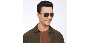 Black Aviator Rimless Unisex Sunglasses by John Jacobs-207021