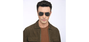 Black Aviator Rimless Unisex Sunglasses by John Jacobs-207021