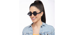 Black Geometric Full Rim Unisex Sunglasses by OJOS-209251