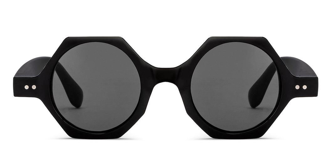 Black Geometric Full Rim Unisex Sunglasses by OJOS-209251