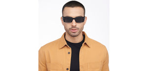 Black Rectangle Full Rim Unisex Sunglasses by OJOS-209264