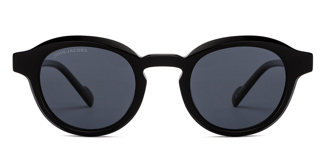 Black Round Full Rim Unisex Sunglasses by John Jacobs-208149