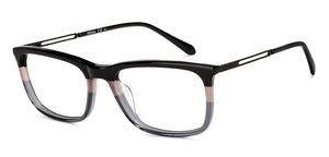 Black Rectangle Full Rim Men Eyeglasses by Fossil-200850