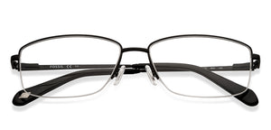 Black Rectangle Half Rim Men Eyeglasses by Fossil-201234
