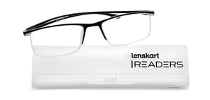 Black Rectangle Half Rim Unisex Eyeglasses by Lenskart READERS-150643