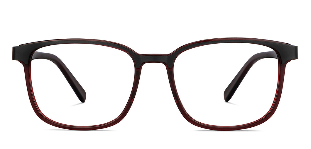 Maroon Rectangle Full Rim Unisex Eyeglasses by Vincent Chase-150825