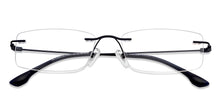 Load image into Gallery viewer, Black Rectangle Rimless Unisex Eyeglasses by Vincent Chase-150417