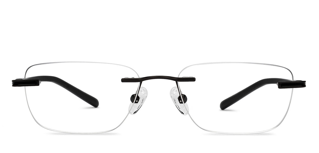 Black Rectangle Rimless Unisex Eyeglasses by Vincent Chase-207653