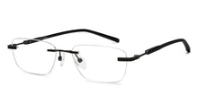 Load image into Gallery viewer, Black Rectangle Rimless Unisex Eyeglasses by Vincent Chase-207653