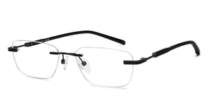 Black Rectangle Rimless Unisex Eyeglasses by Vincent Chase-207653