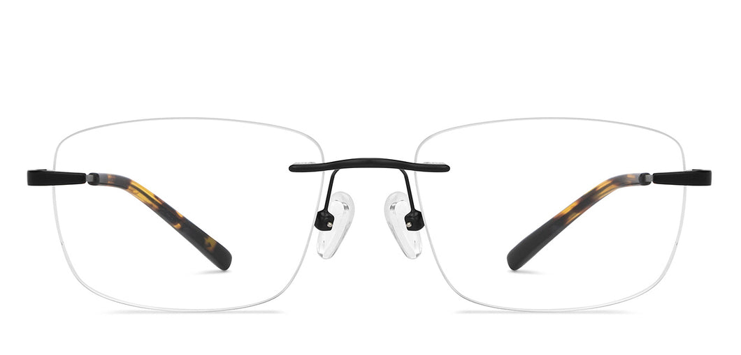 Black Rectangle Rimless Unisex Eyeglasses by Vincent Chase-150427