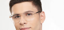 Load image into Gallery viewer, Gold Rectangle Rimless Unisex Eyeglasses by Vincent Chase-200816