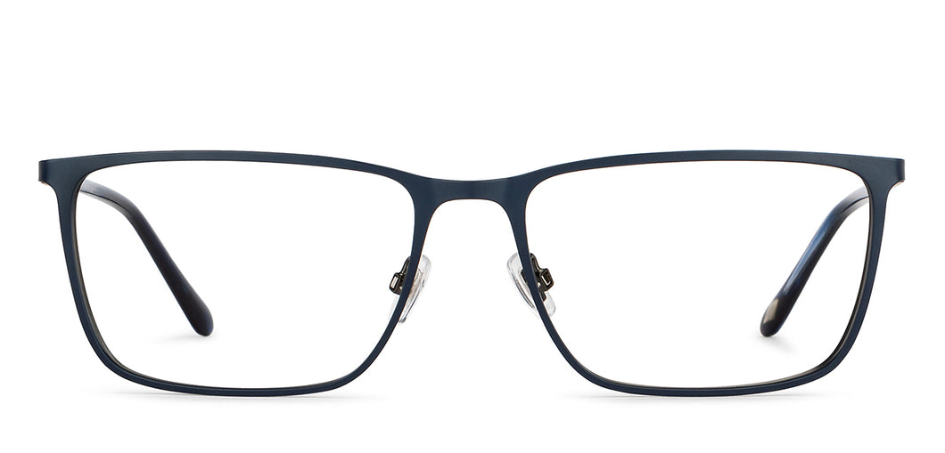 Blue Rectangle Full Rim Men Eyeglasses by Fossil-200837