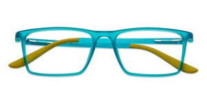 Blue Rectangle Full Rim Kids Eyeglasses by Hooper-152973