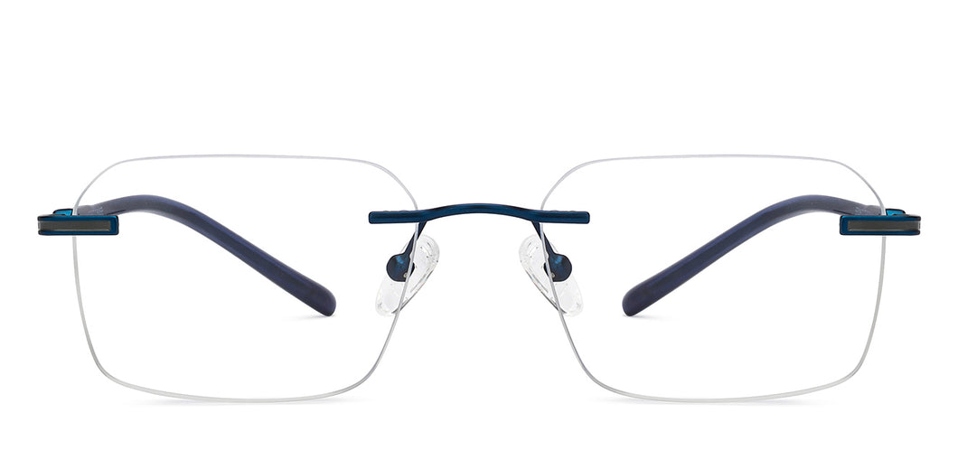 Blue Geometric Rimless Unisex Eyeglasses by Vincent Chase-207655