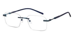 Blue Geometric Rimless Unisex Eyeglasses by Vincent Chase-207655