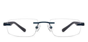 Blue Rectangle Rimless Unisex Eyeglasses by Vincent Chase-205371