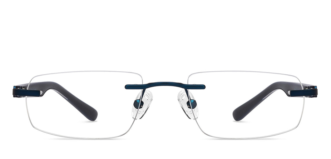 Blue Rectangle Rimless Unisex Eyeglasses by Vincent Chase-205371