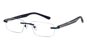 Blue Rectangle Rimless Unisex Eyeglasses by Vincent Chase-205371
