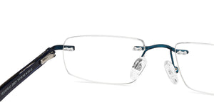 Blue Rectangle Rimless Unisex Eyeglasses by Vincent Chase-205371