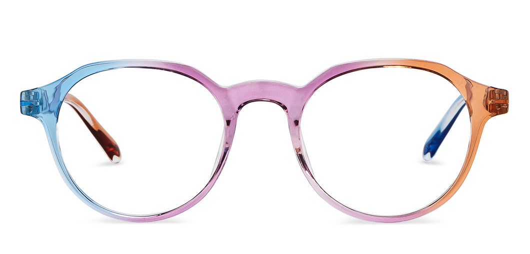 Blue Purple Brown Round Full Rim Unisex Eyeglasses by Vincent Chase-205497
