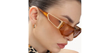 Load image into Gallery viewer, Brown Rectangle Full Rim Women Sunglasses by John Jacobs-216990