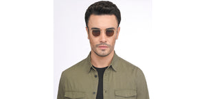 Gold Geometric Full Rim Unisex Sunglasses by Lenskart STUDIO-207741
